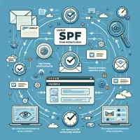Infographic showing the process of SPF lookup for email authentication